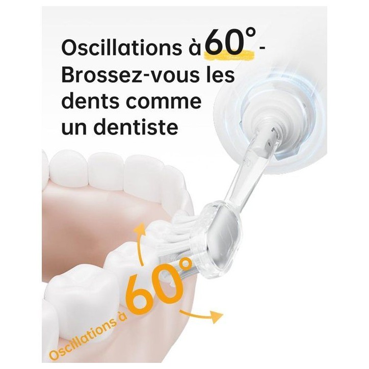 Brosse a dents électrique - LAIFEN - Wave - Blanc - Mouvement sonique - Rechargeable