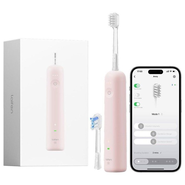 Brosse a dents électrique - LAIFEN - Wave - Rose - Mouvement sonique - Rechargeable