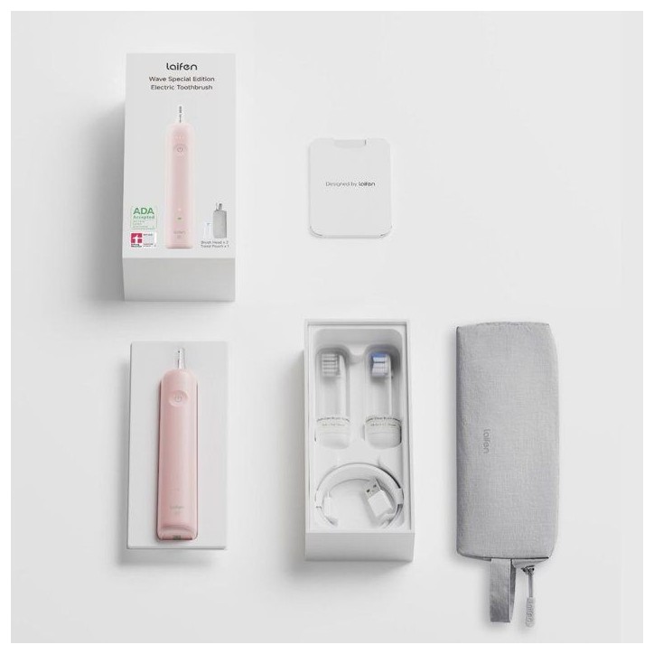 Brosse a dents électrique - LAIFEN - Wave - Rose - Mouvement sonique - Rechargeable