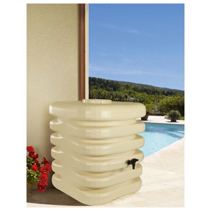 Récupérateur d'eau - BELLI - Cubique - 1000 L - Beige