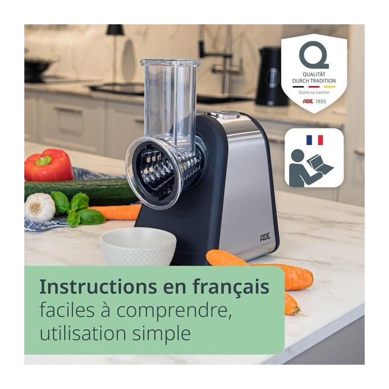 Râpe électrique - ADE - KITCHEN GADGETS - 4 types de Râpes - Acier