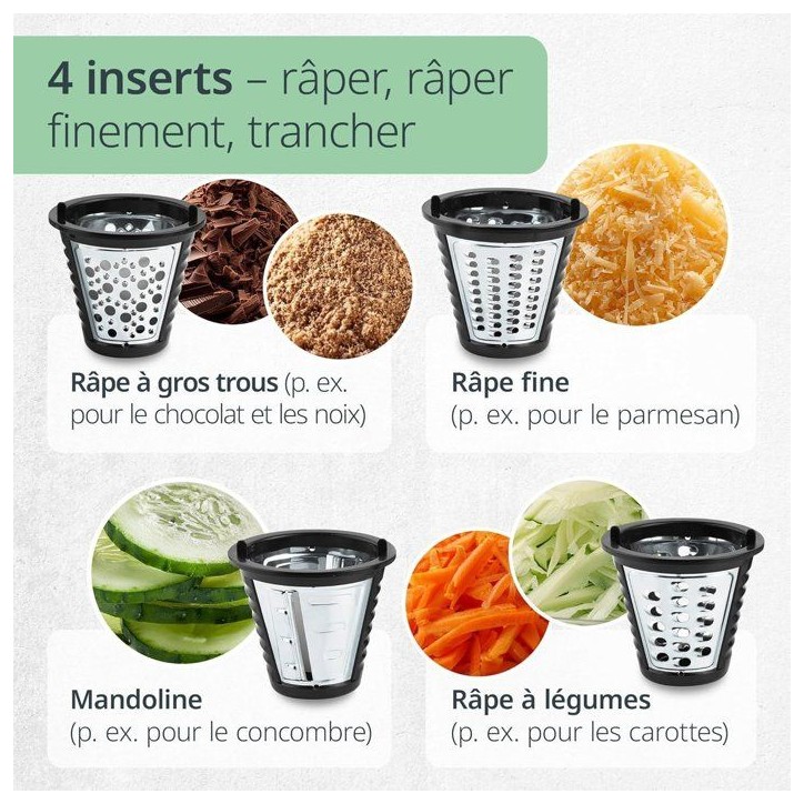 Râpe électrique - ADE - KITCHEN GADGETS - 4 types de Râpes - Acier inoxydable/plastique - 29,2 x 21,3 x 25 cm Râpe électrique - ADE - KITCHEN GADGETS - 4 types de Râpes - Acier inoxydable/plastique - 29,2 x 21,3 x 25 cm