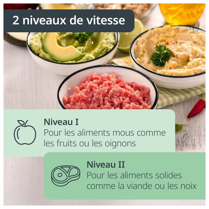 Hachoir Multi électrique - ADE - KITCHEN GADGETS - 2 vitesses - 1,2 L - Noir / Inox Hachoir Multi électrique - ADE - KITCHEN GADGETS - 2 vitesses - 1,2 L - Noir / Inox