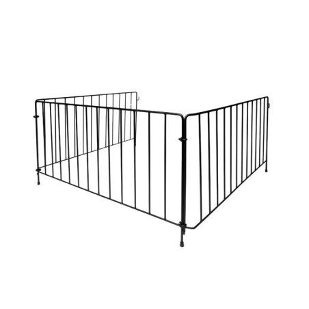 Barriere pare-feu cheminée - ADURO - 110 x 110 x 60 cm - 3 panneaux en métal laqué noir pour la protection des enfants