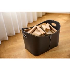 Panier a bûches - ADURO - 55 x 45 x 30 cm - Imitation cuir - Equipé
