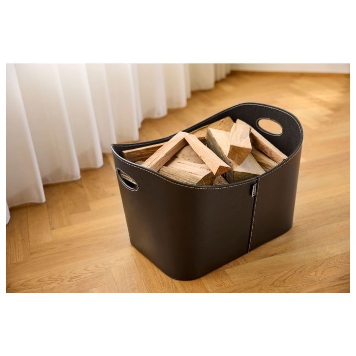Panier a bûches - ADURO - 55 x 45 x 30 cm - Imitation cuir - Equipé de poignées Panier a bûches - ADURO - 55 x 45 x 30 cm - Imitation cuir - Equipé de poignées
