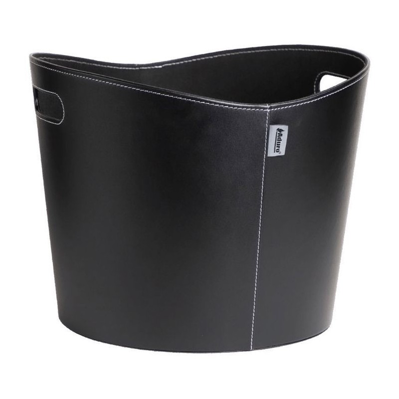 Panier a bois - ADURO - Proline - Ø 39 x 31 cm - Simili cuir noir ave