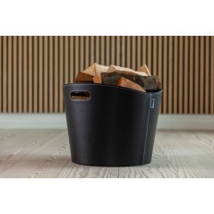 Panier a bois - ADURO - Proline - Ø 39 x 31 cm - Simili cuir noir ave