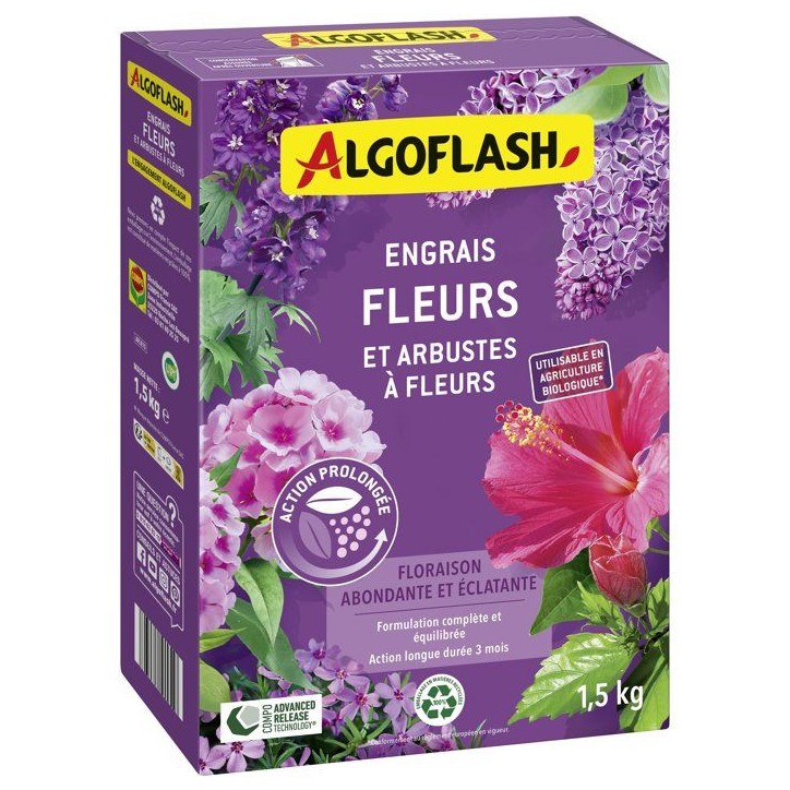 Engrais fleurs - ALGOFLASH - Fleurs & arbustes a fleurs - 1,5 kg - UAB Engrais fleurs - ALGOFLASH - Fleurs & arbustes a fleurs - 1,5 kg - UAB