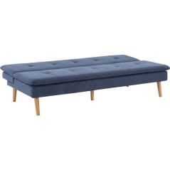 Canapé convertible - 3 places - AGATHE - Tissu Bleu Chambray - 180 x