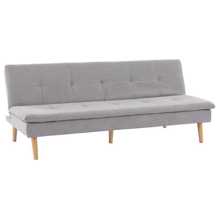 Canapé convertible - 3 places - AGATHE - Tissu Gris Greige - 180 x 74 x 72 cm
