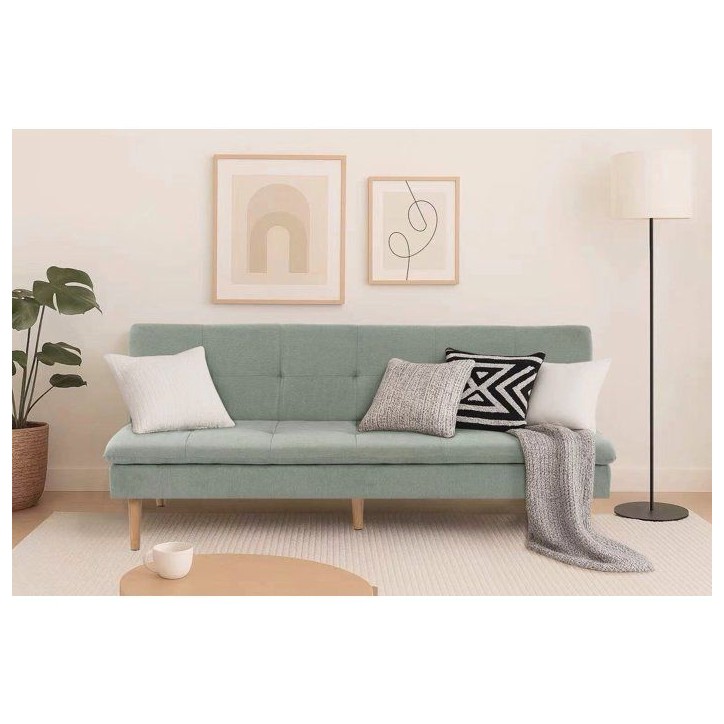 Canapé convertible - 3 places - AGATHE - Tissu Vert feutré - 180 x 74 x 72 cm Canapé convertible - 3 places - AGATHE - Tissu Vert feutré - 180 x 74 x 72 cm