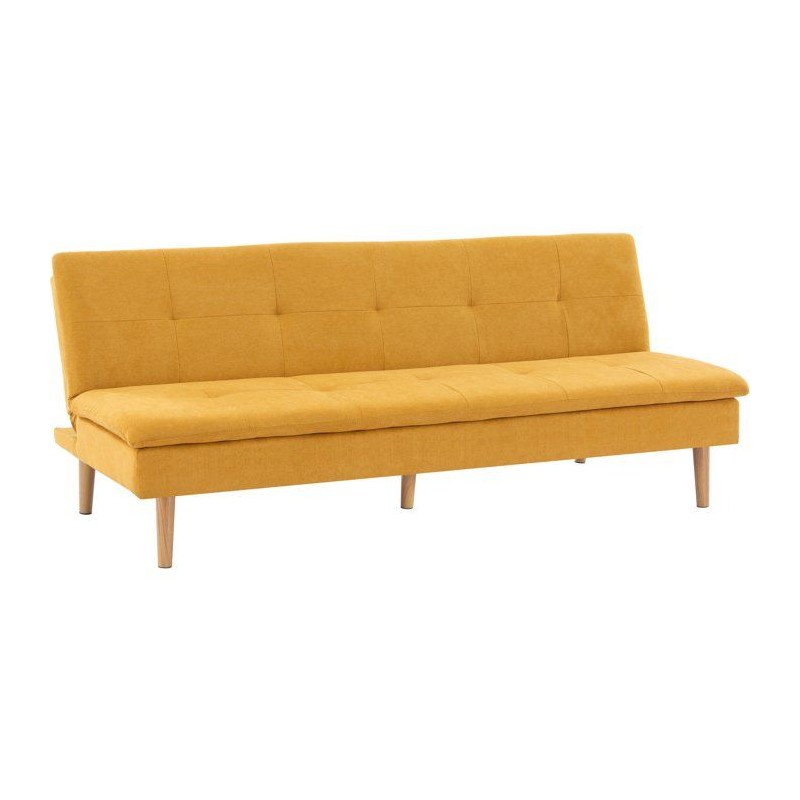 Canapé convertible - 3 places - AGATHE - Tissu Moutarde - 180 x 74 x