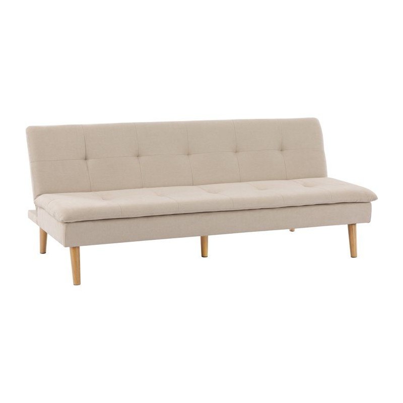 Canapé convertible - 3 places - AGATHE - Tissu Beige - 180 x 74 x 72