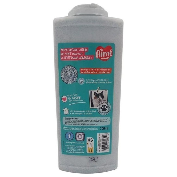 Hygiene chat - AIME - Désodorisant litiere - Marine - 700 ml - 100 % Naturel