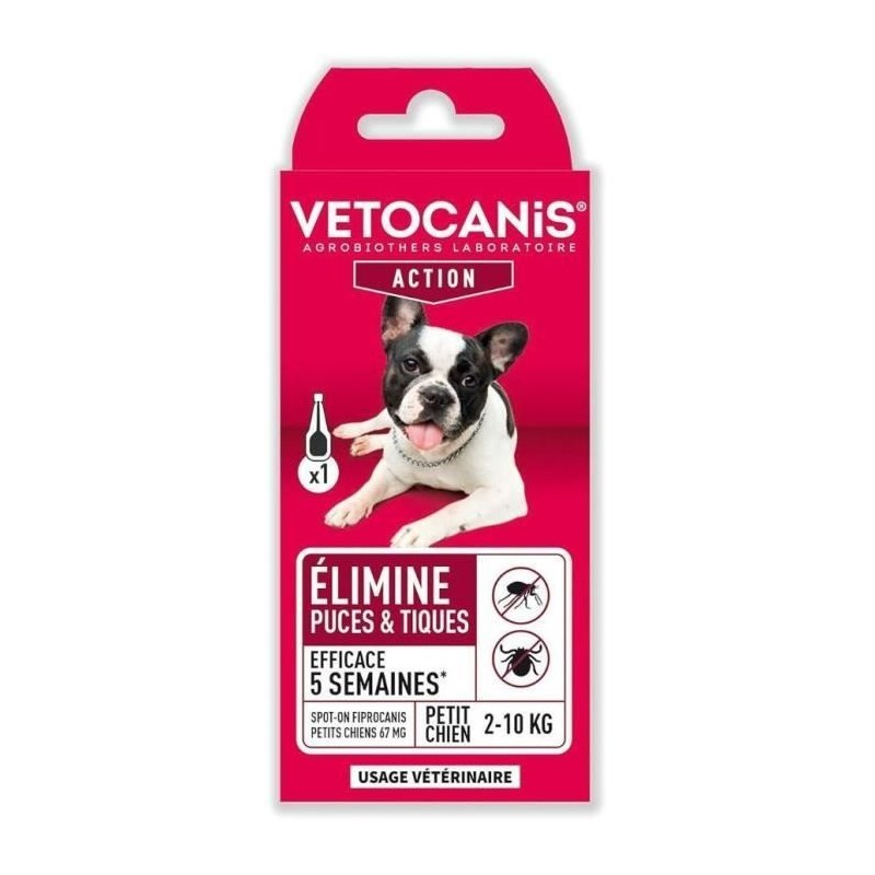 Pipette Anti-puces & Tiques - VETOCANIS - Traitement et Protection - A
