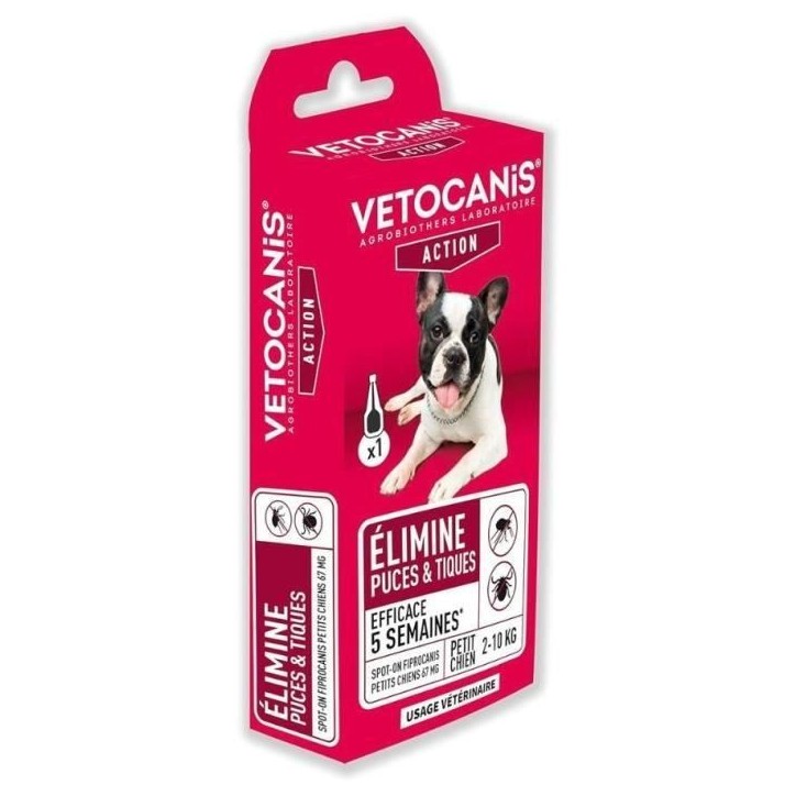 Pipette Anti-puces & Tiques - VETOCANIS - Traitement et Protection - Antiparasitaire petit chien 2-10 kg Pipette Anti-puces & Tiques - VETOCANIS - Traitement et Protection - Antiparasitaire petit chien 2-10 kg
