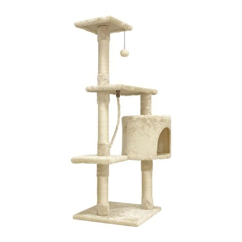 PALOMA Arbre a chat beige 40 x 40 x 114cm - 3 plateformes, 1 corde, 1