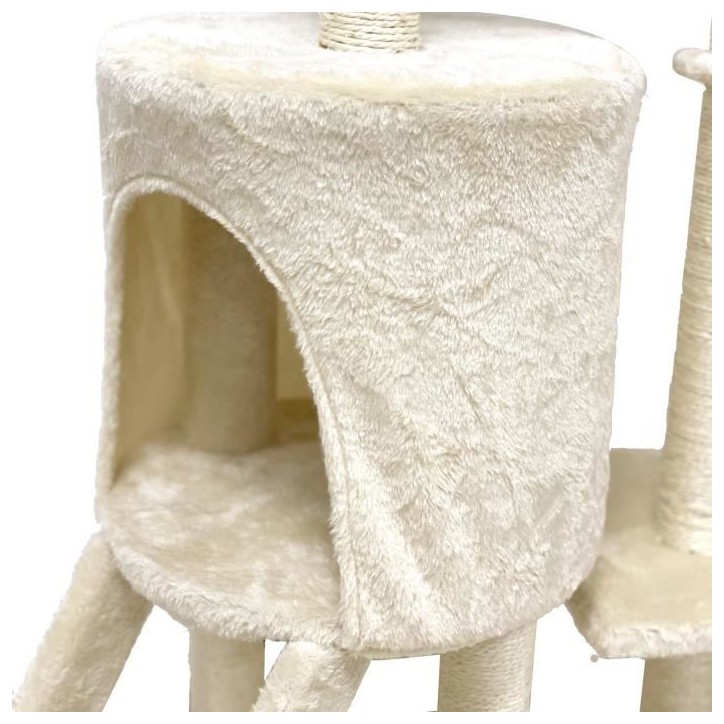 JIPSY Arbre a chat beige 79 x 34 x 138 cm - 3 plateformes, 1 perchoir, 1 niche, 1 escalier, poteaux a griffer JIPSY Arbre a chat beige 79 x 34 x 138 cm - 3 plateformes, 1 perchoir, 1 niche, 1 escalier, poteaux a griffer