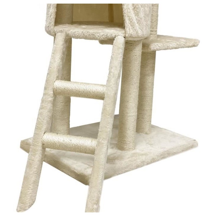 JIPSY Arbre a chat beige 79 x 34 x 138 cm - 3 plateformes, 1 perchoir, 1 niche, 1 escalier, poteaux a griffer JIPSY Arbre a chat beige 79 x 34 x 138 cm - 3 plateformes, 1 perchoir, 1 niche, 1 escalier, poteaux a griffer