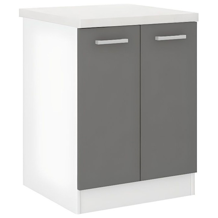 ULTRA Meuble bas de cuisine L 60 cm avec plan de travail inclus - Gris ULTRA Meuble bas de cuisine L 60 cm avec plan de travail inclus - Gris