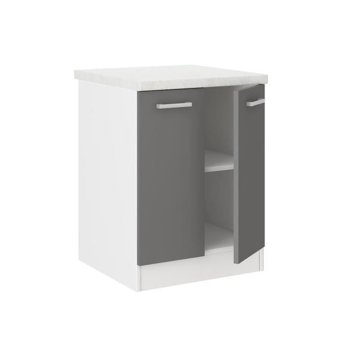 ULTRA Meuble bas de cuisine L 60 cm avec plan de travail inclus - Gris ULTRA Meuble bas de cuisine L 60 cm avec plan de travail inclus - Gris