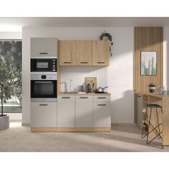 ALPAGA - Cuisine complete - Chene silva / Grege - 180 x 60/31 x 211 cm
