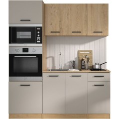 ALPAGA - Cuisine complete - Chene silva / Grege - 180 x 60/31 x 211 cm