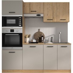 ALPAGA - Cuisine complete - Chene silva / Grege - 200 x 60/31 x 211 cm