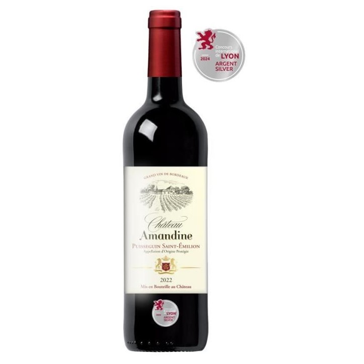 Château Amandine 2022 Puisseguin Saint-Émilion - Vin rouge de Bordeaux - 75 cl
