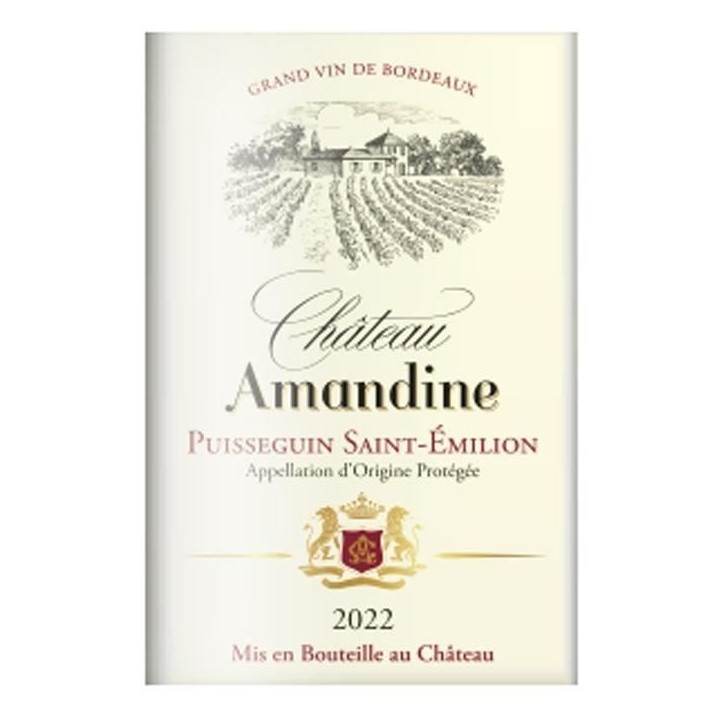 Château Amandine 2022 Puisseguin Saint-Émilion - Vin rouge de Bordeaux - 75 cl