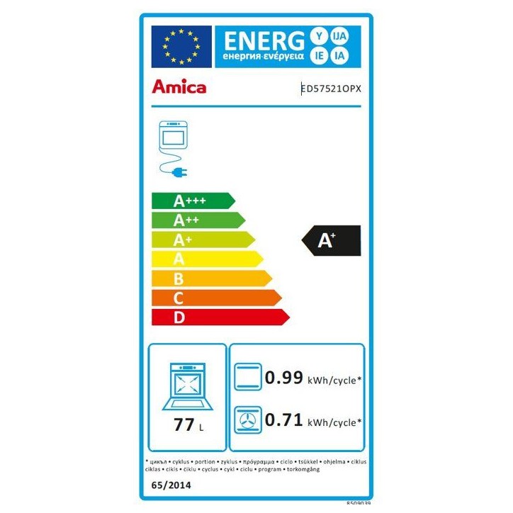 Four encastrable - Pyrolyse + Hydro clean - AMICA - ED57521OPX - Inox - Porte froide - 77 L - 59,5 x 59,5 x 59,5 cm Four encastrable - Pyrolyse + Hydro clean - AMICA - ED57521OPX - Inox - Porte froide - 77 L - 59,5 x 59,5 x 59,5 cm