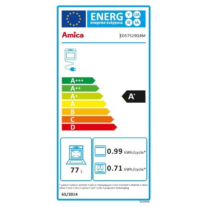 Four encastrable - Pyrolyse + Hydro clean - AMICA - ED57529QBM - Noir mat - Porte froide - 77 L - 59,5 x 59,5 x 59,5 cm Four encastrable - Pyrolyse + Hydro clean - AMICA - ED57529QBM - Noir mat - Porte froide - 77 L - 59,5 x 59,5 x 59,5 cm