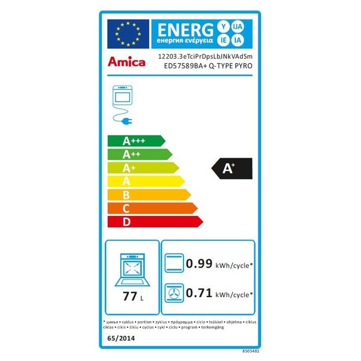 Four encastrable - Pyrolyse + Hydro clean - AMICA - ED57589BA+ - Noir mat - Porte froide - 77 L - 59,5 x 59,5 x 59,5 cm Four encastrable - Pyrolyse + Hydro clean - AMICA - ED57589BA+ - Noir mat - Porte froide - 77 L - 59,5 x 59,5 x 59,5 cm