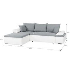 Canapé d'angle réversible convertible 3 places+Coffre - Simili blanc