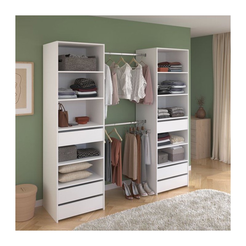 Dressing double - L199,9 x P49,7 x H200 cm - Blanc - Made in France
