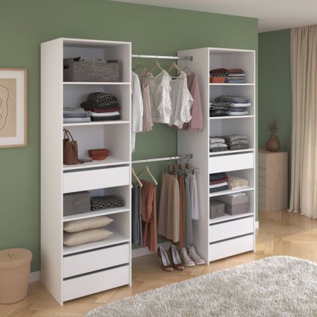 Dressing double - L199,9 x P49,7 x H200 cm - Blanc - Made in France