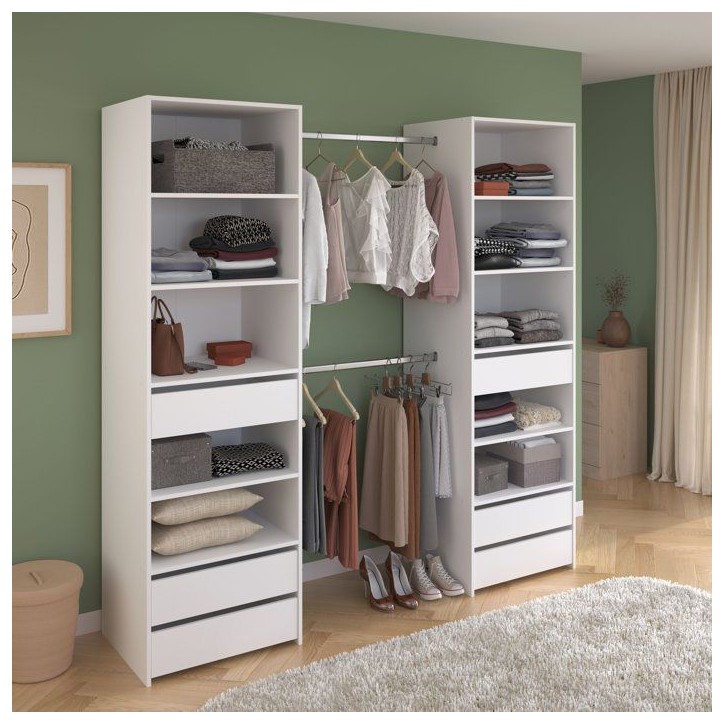 Dressing double - L199,9 x P49,7 x H200 cm - Blanc - Made in France Dressing double - L199,9 x P49,7 x H200 cm - Blanc - Made in France