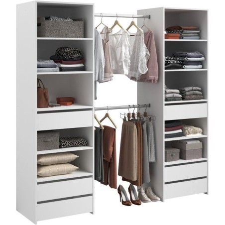 Dressing double - L199,9 x P49,7 x H200 cm - Blanc - Made in France