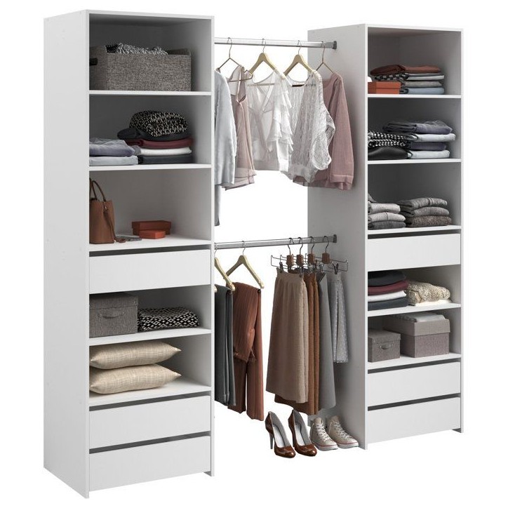 Dressing double - L199,9 x P49,7 x H200 cm - Blanc - Made in France Dressing double - L199,9 x P49,7 x H200 cm - Blanc - Made in France