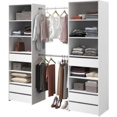 Dressing double - L199,9 x P49,7 x H200 cm - Blanc - Made in France