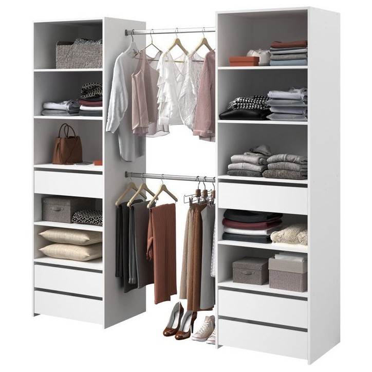 Dressing double - L199,9 x P49,7 x H200 cm - Blanc - Made in France Dressing double - L199,9 x P49,7 x H200 cm - Blanc - Made in France