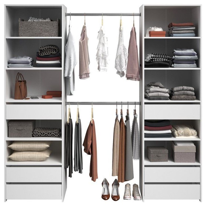 Dressing double - L199,9 x P49,7 x H200 cm - Blanc - Made in France Dressing double - L199,9 x P49,7 x H200 cm - Blanc - Made in France