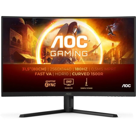 Ecran PC incurvé Gamer - AOC - 32'' - QHD - 180Hz - Dalle Fast VA - 0