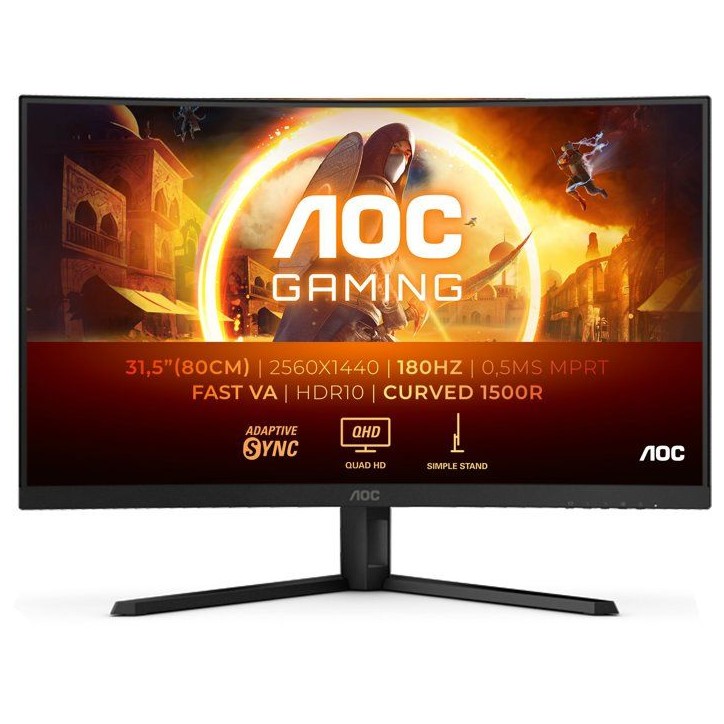 Ecran PC incurvé Gamer - AOC - 32'' - QHD - 180Hz - Dalle Fast VA - 0,5ms - CQ32G4VE Ecran PC incurvé Gamer - AOC - 32'' - QHD - 180Hz - Dalle Fast VA - 0,5ms - CQ32G4VE