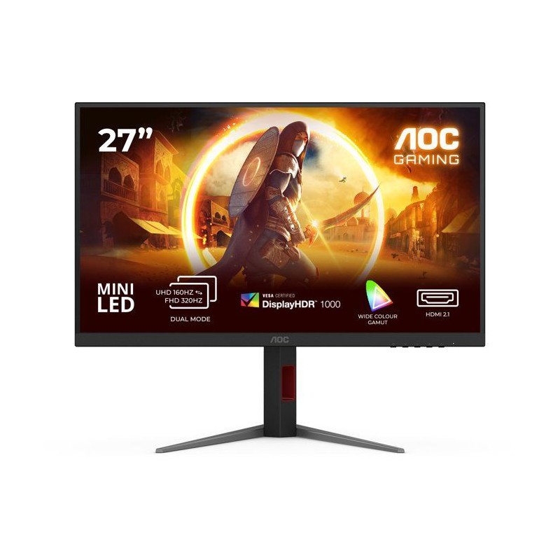 Ecran PC Gamer - AOC - 27'' - 4K/FHD - 160Hz/320Hz - Dalle MiniLED Fas