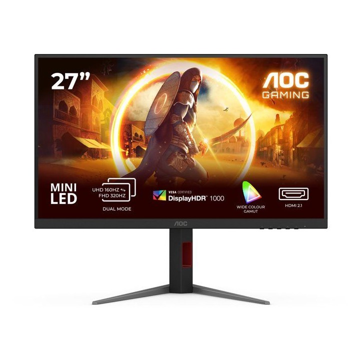 Ecran PC Gamer - AOC - 27'' - 4K/FHD - 160Hz/320Hz - Dalle MiniLED Fast IPS - 0,5ms - Réglable en hauteur - U27G4XM Ecran PC Gamer - AOC - 27'' - 4K/FHD - 160Hz/320Hz - Dalle MiniLED Fast IPS - 0,5ms - Réglable en hauteur - U27G4XM