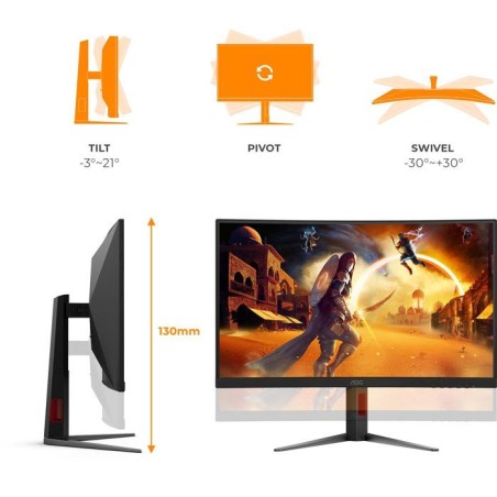 Écran PC incurvé – AOC – 27 Full HD – 260Hz – Fast VA – 0,3 ms – C27G4Z2