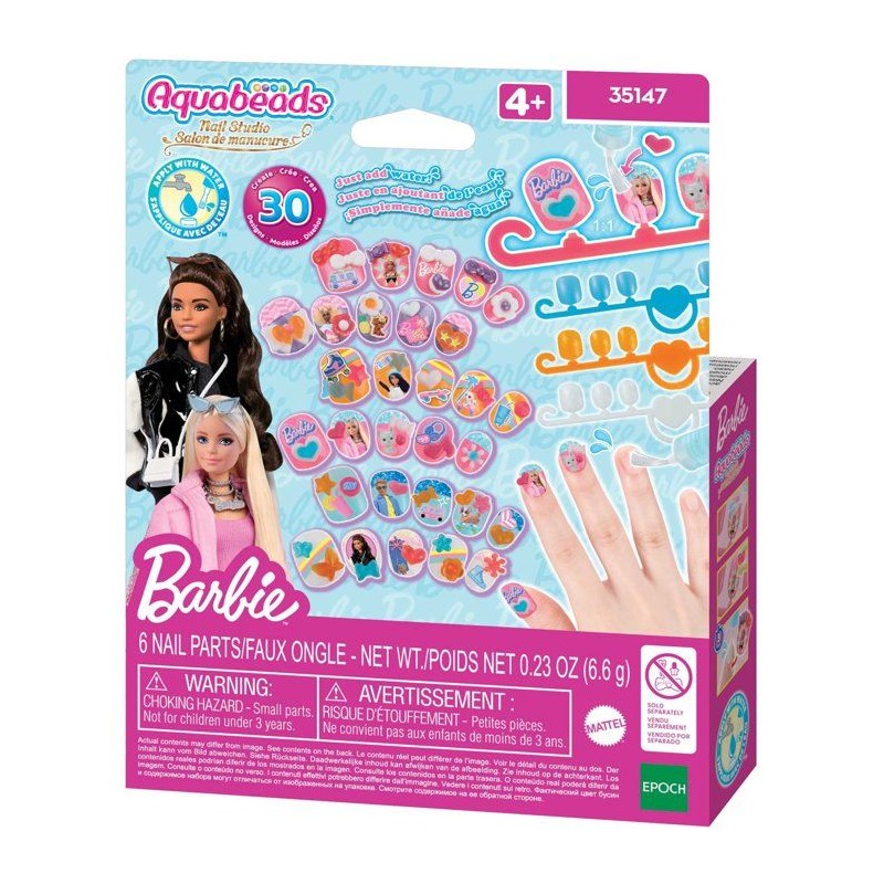 La recharge d'ongles - AQUABEADS - Barbie - 40 ongles avec décoration