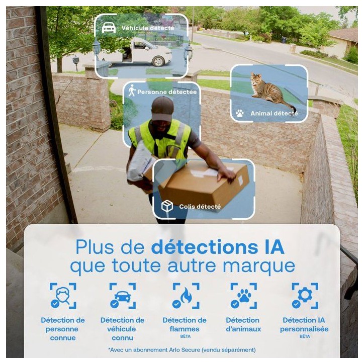 Caméra de surveillance - Arlo - Essential 3 1 caméra 2K + 1 sonnette vidéo HD - Extérieur Caméra de surveillance - Arlo - Essential 3 1 caméra 2K + 1 sonnette vidéo HD - Extérieur